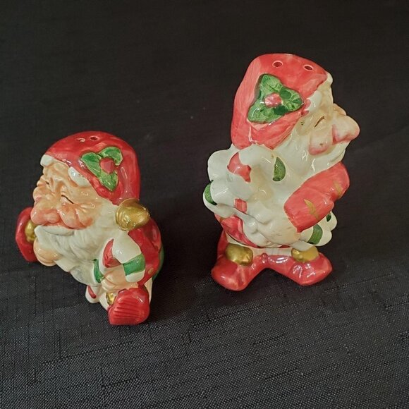 1990 Christmas Elves Salt Pepper Shaker Pair Ceramic Holiday Tableware - Picture 6 of 8